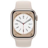 Apple Watch Series 8 smartwatch Wit, 41 mm, Sterrenlicht sportbandje, Aluminium, GPS