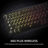 Corsair K65 Plus Wireless RGB mechanisch gaming toetsenbord Zwart, US lay-out (QWERTY), Corsair MLX Fusion, 75%, RGB leds, PBT double-shot