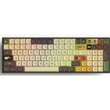 Iqunix F97 Happy Ape Wireless Mechanical Keyboard, gaming toetsenbord Bruin/geel, US lay-out, Gateron Brown, RGB leds, 96%, Hot-swappable, PBT, 2.4GHz | Bluetooth 5.1 | USB-C