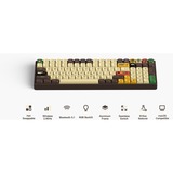 Iqunix F97 Happy Ape Wireless Mechanical Keyboard, gaming toetsenbord Bruin/geel, US lay-out, Gateron Brown, RGB leds, 96%, Hot-swappable, PBT, 2.4GHz | Bluetooth 5.1 | USB-C