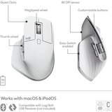 Logitech MX Master 3S voor Mac muis Lichtgrijs, 200 - 8000 dpi, Bluetooth Low Energy