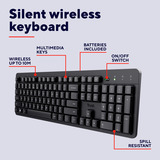 Trust Ody II Silent Wireless Keyboard, toetsenbord Zwart, EU lay-out (QWERTY), Membraan
