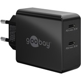 goobay 36W USB-C PD Dual snellader Zwart, 2x USB-C