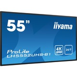 iiyama ProLite LH5552UHS-B1 55" 4K Ultra HD Public Display Zwart, 4K UHD, VGA, DVI, HDMI, DisplayPort, LAN, USB, Audio, Android 8.0