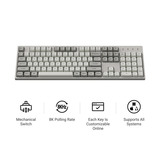 Keychron C2 Pro-M1, toetsenbord Grijs, US lay-out, Keychron Super Red, RGB leds, OSA Double-Shot PBT, hot swap, 8000 Hz