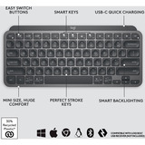 Logitech MX Keys Mini Minimalist Wireless toetsenbord Grafiet, US-International lay-out (QWERTY), 80% (TKL), Bluetooth