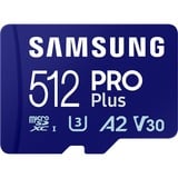 Samsung PRO Plus 512 GB microSDXC (2023) geheugenkaart Blauw, UHS-I U3, Class 10, V30, A2