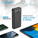 VEGER L30 powerbank 30.000 mAh Zwart