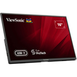 ViewSonic VA1650 Lichtgewicht draagbare monitor 16"  Zwart, 1x HDMI, USB-C