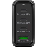goobay USB-C PD GaN multipoort snellader (68 W) Zwart, 3x USB-C, 1x USB-A, Power Delivery, QuickCharge