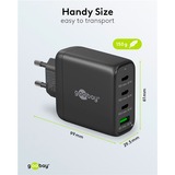 goobay USB-C PD GaN multipoort snellader (68 W) Zwart, 3x USB-C, 1x USB-A, Power Delivery, QuickCharge