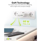 goobay USB-C PD GaN multipoort snellader (68 W) Zwart, 3x USB-C, 1x USB-A, Power Delivery, QuickCharge