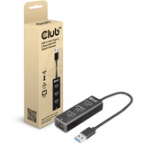 Club 3D USB-A 3.2 Gen1, 3-Ports Hub with Gigabit Ethernet dockingstation Zwart
