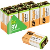 GP Batteries Super Alkaline 9V batterijen (030E1604ALB8) 8 stuks, 1.5V