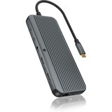 ICY BOX IB-DK4060-CPD dockingstation Zwart, HDMI, DisplayPort, LAN, USB-C