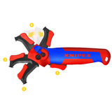 KNIPEX Kabelmes, met glijschoen Rood/blauw