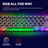 Trust GXT 867 Acira 60% mini mechanisch gaming toetsenbord Zwart, US lay-out, Outemu Red, 60%, RGB