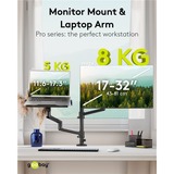 goobay Deluxe Monitor Mount met Laptop Arm, 17 tot 32 inch monitorarm Zwart