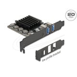 DeLOCK PCI Express x4 Card to 1 x USB Type-C™ 20 Gbps + 2 x Type-A 10 Gbps - Low Profile Form Factor usb-controller 