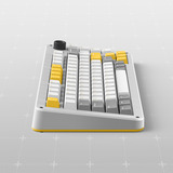 Iqunix ZX75 Gravity Wave Wireless Mechanical Keyboard, gaming toetsenbord Grijs/geel, US lay-out, Gateron Red, RGB leds, 75%, Hot-swappable, Double-shot PBT, 2.4GHz | Bluetooth 5.1 | USB-C