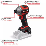 EINHELL Professional Accu Slagschroefmachine TP-CI 18/250-C Li BL slagmoersleutel Rood/zwart, Accu en oplader niet inbegrepen