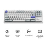 Keychron Q3 HE 8K Magnetic Switch Keyboard, toetsenbord Wit, US lay-out, Keychron Ultra-Fast Lime, 80% (TKL), RGB, Hot swap, 8K