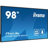 iiyama ProLite LH9875UHS-B2AG 97.5" 4K Ultra HD Public Display Zwart, HDMI, DisplayPort, LAN, WiFi, USB, Audio, Android
