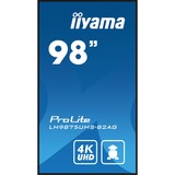 iiyama ProLite LH9875UHS-B2AG 97.5" 4K Ultra HD Public Display Zwart, HDMI, DisplayPort, LAN, WiFi, USB, Audio, Android