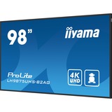 iiyama ProLite LH9875UHS-B2AG 97.5" 4K Ultra HD Public Display Zwart, HDMI, DisplayPort, LAN, WiFi, USB, Audio, Android