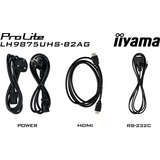iiyama ProLite LH9875UHS-B2AG 97.5" 4K Ultra HD Public Display Zwart, HDMI, DisplayPort, LAN, WiFi, USB, Audio, Android