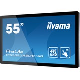 iiyama ProLite TF5539UHSC-B1AG 55" 4K Ultra HD Public Display Zwart, 4K UHD, VGA, HDMI, DisplayPort, Audio, Touch