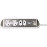 Brennenstuhl Estilo Hoekstekkerdoos 4-voudig stekkerdoos Wit/roestvrij staal, 2x USB