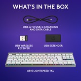 Logitech G515 LIGHTSPEED TKL RGB mechanisch gaming toetsenbord Wit, US-International lay-out (QWERTY), GL Tactile, 80% (TKL), Double-shot PBT, Bluetooth, 2.4GHz, USB