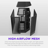 NZXT H6 RGB+ midi tower behuizing Zwart | 2x USB-A | 1x USB-C | RGB | Tempered Glass
