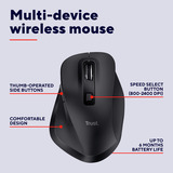 Trust Fyda Draadloze Muis Oplaadbaar Zwart, 800 - 2400 Dpi, 2,4GHz, Bluetooth