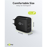 goobay 65W GaN USB-C PD Dual Fast Charger Zwart