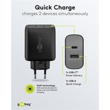 goobay 65W GaN USB-C PD Dual Fast Charger Zwart