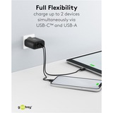 goobay USB-C PD GaN Dual snellader (65 W) Zwart, 1x USB-C, 1x USB-A, Power Delivery