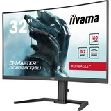 iiyama G-Master Red Eagle GCB3280QSU-B2 31.5" Curved gaming monitor Zwart, 180 Hz, HDMI, DisplayPort, USB, Audio, Adaptive Sync