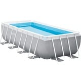 Intex Frame Pool Set Prisma Quadra 300 x 175 x 80cm zwembad Lichtgrijs/blauw, Filterelement ECO 604G