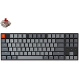 Keychron K8-G1, toetsenbord Grijs/grijs, US lay-out, Gateron Red, white leds, TKL, ABS, hot swap, Bluetooth 5.1