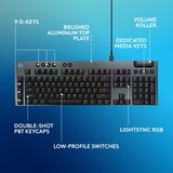 Logitech G915 X Low-Profile Wired Mechanical Gaming Keyboard Zwart, US-International, GL Tactile, Double-Shot PBT, RGB