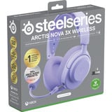 SteelSeries Arctis Nova 3X Wireless over-ear gaming headset Lavendel, 2.4 GHz / Bluetooth 5.3, Pc, Xbox Series X|S, Xbox One, Switch