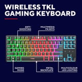 Trust GXT 831 Thado Draadloos TKL RGB gaming toetsenbord Zwart, US lay-out (QWERTY), 80% (TKL), 2,4GHz
