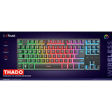 Trust GXT 831 Thado Draadloos TKL RGB gaming toetsenbord Zwart, US lay-out (QWERTY), 80% (TKL), 2,4GHz