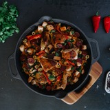 Victoria Skillet met twee handgrepen 33 cm, Enameled bak-/braadpan Zwart, Color packaging