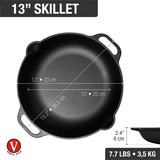 Victoria Skillet met twee handgrepen 33 cm, Enameled bak-/braadpan Zwart, Color packaging