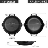 Victoria Skillet met twee handgrepen 33 cm, Enameled bak-/braadpan Zwart, Color packaging