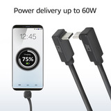 ACT Connectivity USB 3.2 USB-C (omhoog/omlaag haaks) naar USB-C (omhoog/omlaag haaks) kabel Zwart, 10 Gbit/s, 60W, 0,5 meter