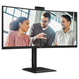 AOC CU34E4CW 34" Curved UltraWide monitor Zwart, HDMI, DisplayPort, Audio, LAN, USB-C, Webcam